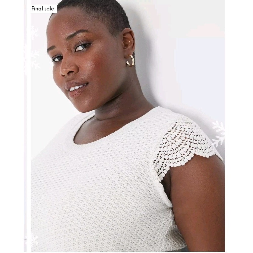 Lane Bryant Birch Cream Crochet Knit Midi Plus Dress Size 18/20 - Picture 6 of 8